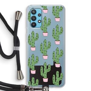 CaseCompany Cactus Lover: Samsung Galaxy A32 4G Transparant Hoesje met koord