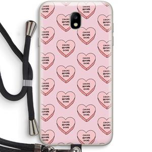 CaseCompany Chicks before dicks: Samsung Galaxy J7 (2017) Transparant Hoesje met koord