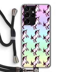 CaseCompany Musketon Unicorn: Samsung Galaxy S21 Ultra Transparant Hoesje met koord