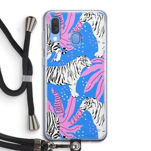 CaseCompany Tijger: Samsung Galaxy A40 Transparant Hoesje met koord
