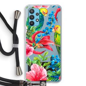 CaseCompany Papegaaien: Samsung Galaxy A32 4G Transparant Hoesje met koord
