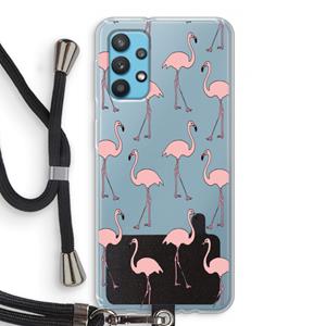 CaseCompany Anything Flamingoes: Samsung Galaxy A32 4G Transparant Hoesje met koord