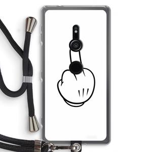 CaseCompany Middle finger white: Sony Xperia XZ2 Transparant Hoesje met koord