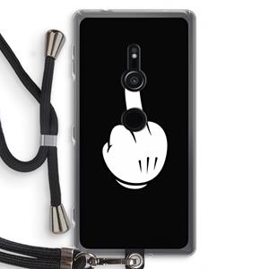 CaseCompany Middle finger black: Sony Xperia XZ2 Transparant Hoesje met koord