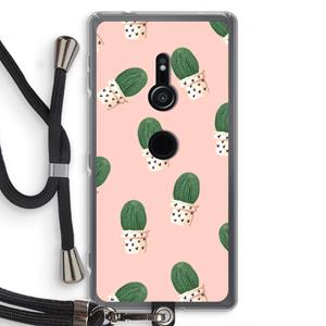 CaseCompany Cactusprint roze: Sony Xperia XZ2 Transparant Hoesje met koord