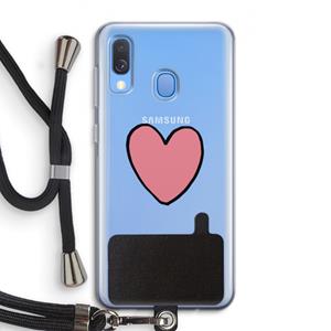 CaseCompany Hartje: Samsung Galaxy A40 Transparant Hoesje met koord