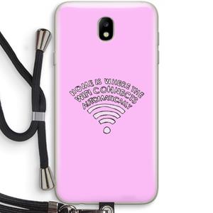 CaseCompany Home Is Where The Wifi Is: Samsung Galaxy J7 (2017) Transparant Hoesje met koord