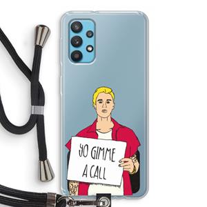 CaseCompany Gimme a call: Samsung Galaxy A32 4G Transparant Hoesje met koord