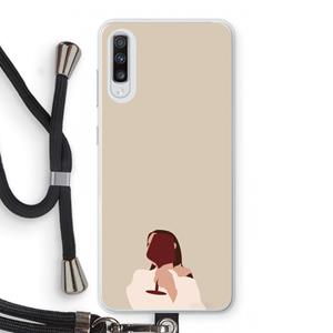 CaseCompany I drink wine: Samsung Galaxy A70 Transparant Hoesje met koord