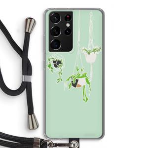 CaseCompany Hang In There: Samsung Galaxy S21 Ultra Transparant Hoesje met koord