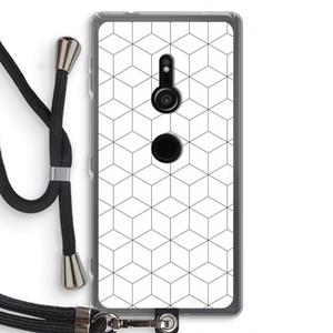CaseCompany Zwart-witte kubussen: Sony Xperia XZ2 Transparant Hoesje met koord
