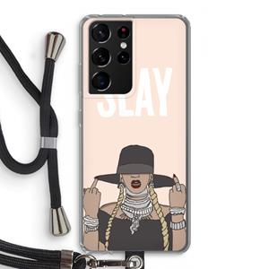 CaseCompany Slay All Day: Samsung Galaxy S21 Ultra Transparant Hoesje met koord