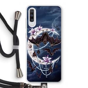 CaseCompany Vleermuizen Maan: Samsung Galaxy A70 Transparant Hoesje met koord