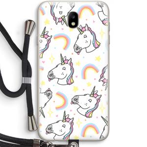 CaseCompany Rainbow Unicorn: Samsung Galaxy J7 (2017) Transparant Hoesje met koord