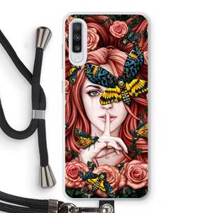 CaseCompany Lady Moth: Samsung Galaxy A70 Transparant Hoesje met koord