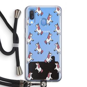 CaseCompany Eenhoorns overal: Samsung Galaxy A40 Transparant Hoesje met koord