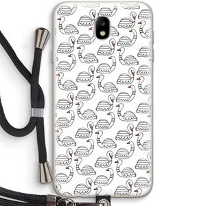 CaseCompany Zwanen: Samsung Galaxy J7 (2017) Transparant Hoesje met koord