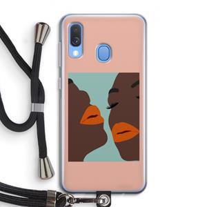 CaseCompany Orange lips: Samsung Galaxy A40 Transparant Hoesje met koord