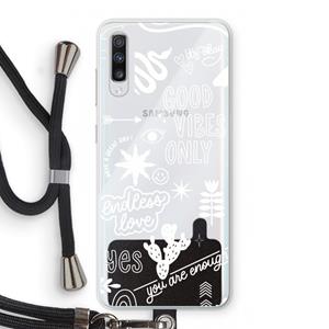 CaseCompany Good vibes: Samsung Galaxy A70 Transparant Hoesje met koord