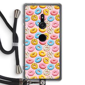 CaseCompany Pink donuts: Sony Xperia XZ2 Transparant Hoesje met koord