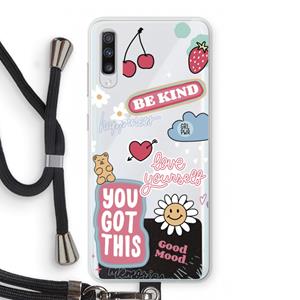 CaseCompany Positivity: Samsung Galaxy A70 Transparant Hoesje met koord