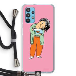 CaseCompany Visknuffel: Samsung Galaxy A32 4G Transparant Hoesje met koord