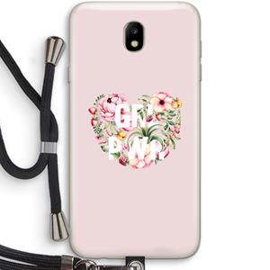CaseCompany GRL PWR Flower: Samsung Galaxy J7 (2017) Transparant Hoesje met koord