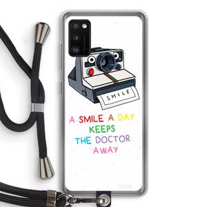 CaseCompany Smile: Samsung Galaxy A41 Transparant Hoesje met koord