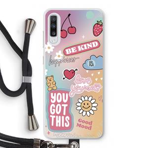 CaseCompany Positivity: Samsung Galaxy A70 Transparant Hoesje met koord