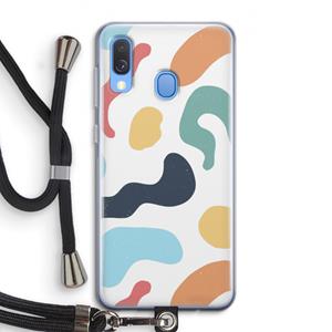 CaseCompany Memphis Shapes Blue: Samsung Galaxy A40 Transparant Hoesje met koord