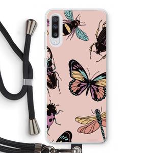 CaseCompany Tiny Bugs: Samsung Galaxy A70 Transparant Hoesje met koord