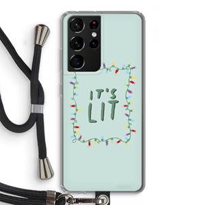 CaseCompany It's Lit: Samsung Galaxy S21 Ultra Transparant Hoesje met koord