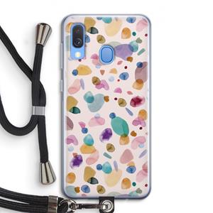 CaseCompany Terrazzo Memphis Pink: Samsung Galaxy A40 Transparant Hoesje met koord