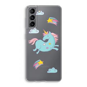 CaseCompany Vliegende eenhoorn: Samsung Galaxy S21 Transparant Hoesje