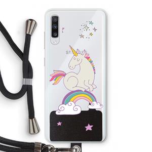 CaseCompany Regenboog eenhoorn: Samsung Galaxy A70 Transparant Hoesje met koord