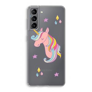 CaseCompany Roze eenhoorn: Samsung Galaxy S21 Transparant Hoesje