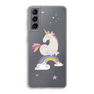 CaseCompany Regenboog eenhoorn: Samsung Galaxy S21 Transparant Hoesje