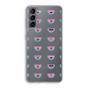 CaseCompany Smiley watermeloenprint: Samsung Galaxy S21 Transparant Hoesje