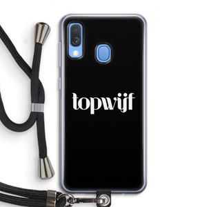 CaseCompany Topwijf Zwart: Samsung Galaxy A40 Transparant Hoesje met koord