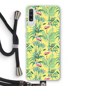 CaseCompany Flamingo party: Samsung Galaxy A70 Transparant Hoesje met koord