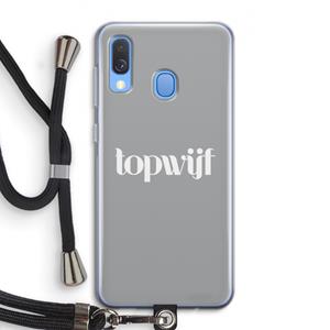 CaseCompany Topwijf Grijs Wit: Samsung Galaxy A40 Transparant Hoesje met koord