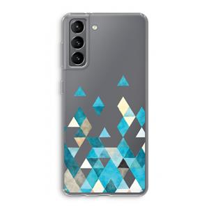 CaseCompany Gekleurde driehoekjes blauw: Samsung Galaxy S21 Transparant Hoesje