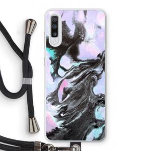 CaseCompany Pastel zwart: Samsung Galaxy A70 Transparant Hoesje met koord