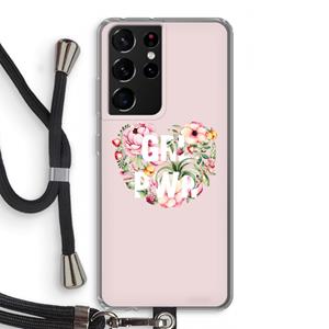 CaseCompany GRL PWR Flower: Samsung Galaxy S21 Ultra Transparant Hoesje met koord