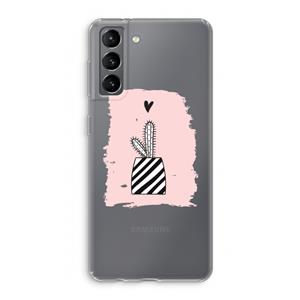 CaseCompany Zwart-wit cactus: Samsung Galaxy S21 Transparant Hoesje