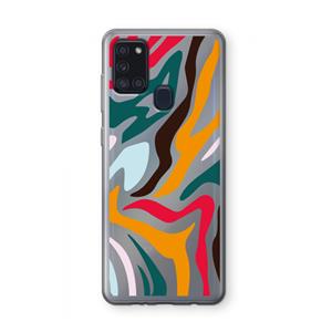 CaseCompany Colored Zebra: Samsung Galaxy A21s Transparant Hoesje