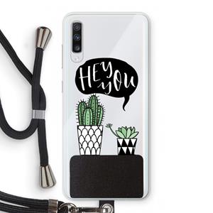 CaseCompany Hey you cactus: Samsung Galaxy A70 Transparant Hoesje met koord