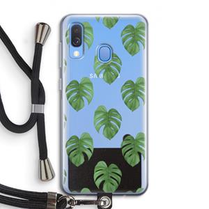 CaseCompany Monstera leaves: Samsung Galaxy A40 Transparant Hoesje met koord