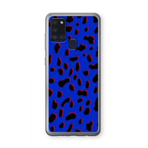 CaseCompany Blue Leopard: Samsung Galaxy A21s Transparant Hoesje