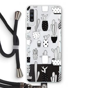 CaseCompany Cactusmotief: Samsung Galaxy A70 Transparant Hoesje met koord